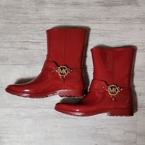 Michael Kors Red Rain Boots Goloshes Size W 8